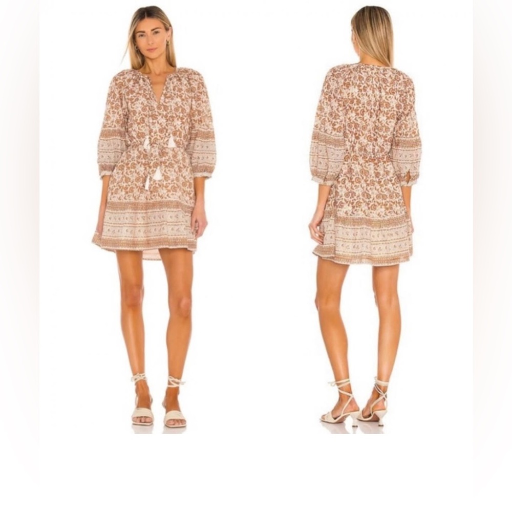 Cleobella Rosy Boho Mini Dress in Tamil Block Without Tassel Belt Tie, Size S
